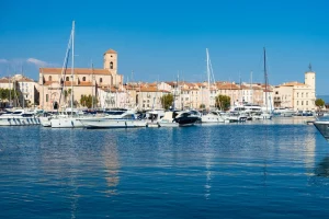 Yachts outside La Ciotat on the bright blue water on a sunny day