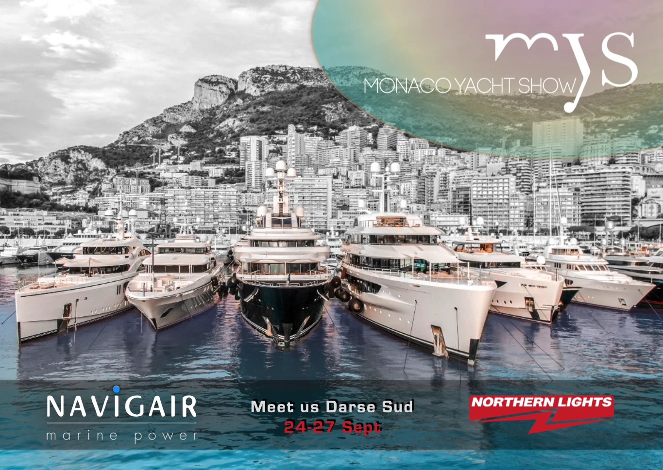 Navigiar is attending the Monaco Yacht show ad with six superyachts at the Monaco harbour.