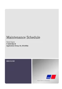 The cover of a Navigair maintenance schedule for an MTU Diesel engine.