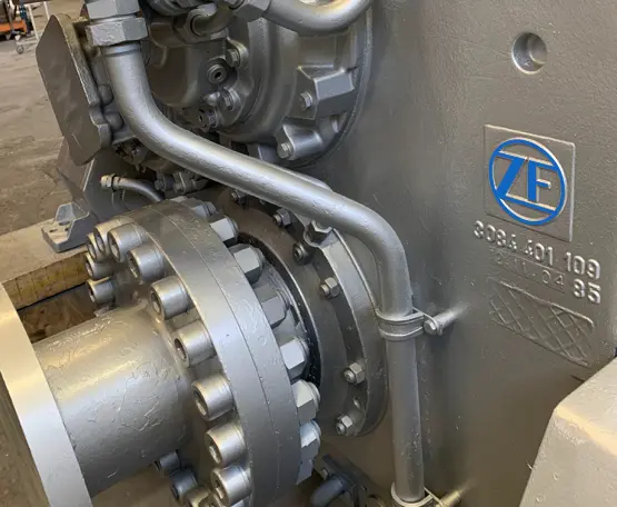 ZF gearbox in a superyacht engine room.