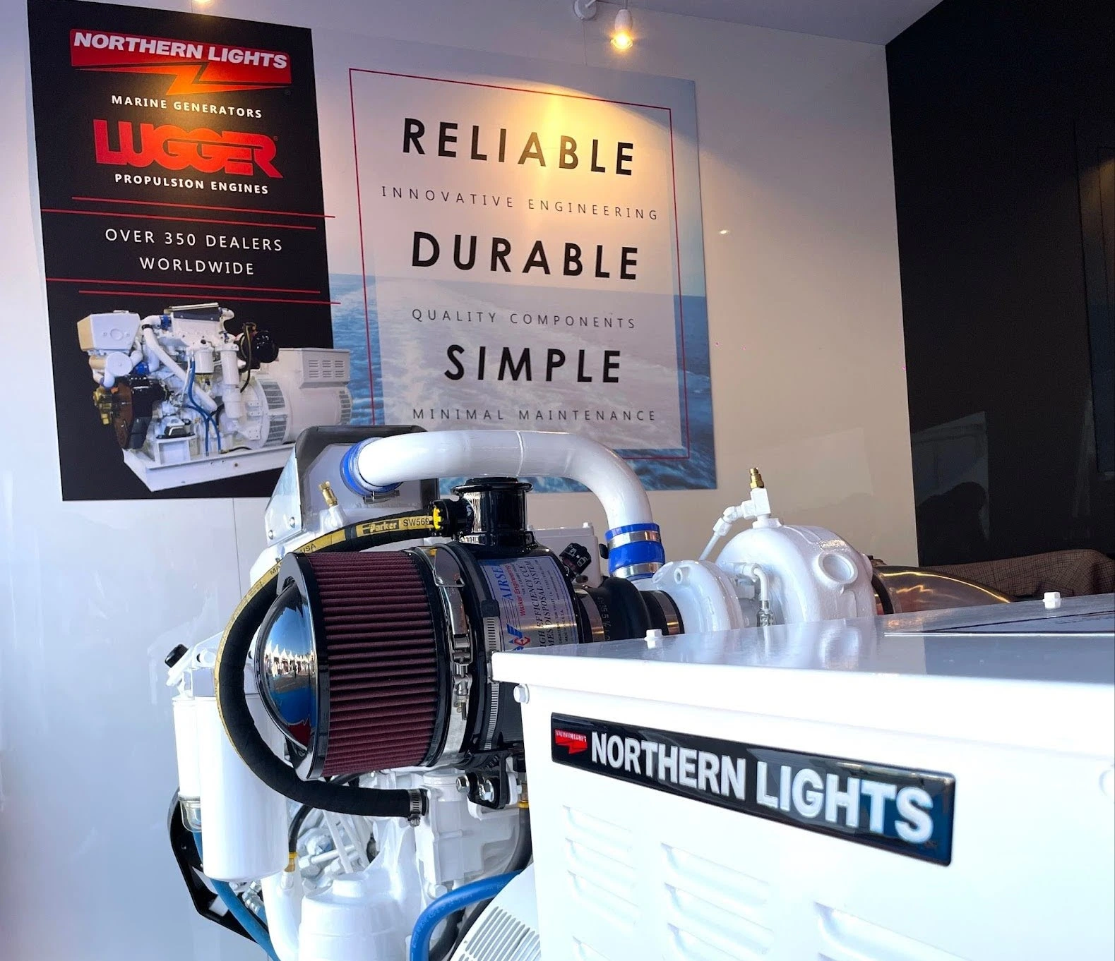 Northern Lights generator shown at Navigair stand at Boat Show.